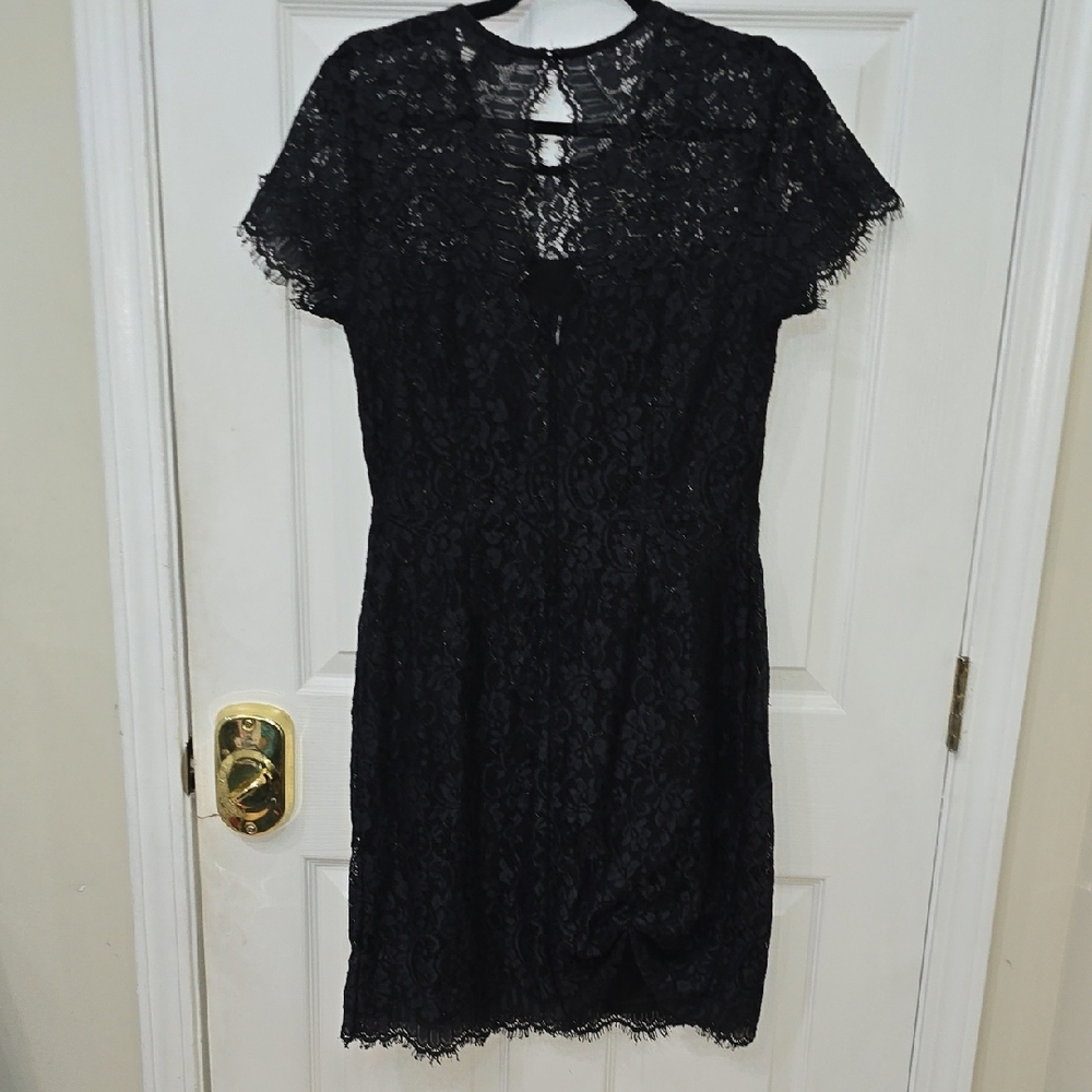 Banana Republic Black Lace Mini Dress Size 8 - Picture 3 of 9